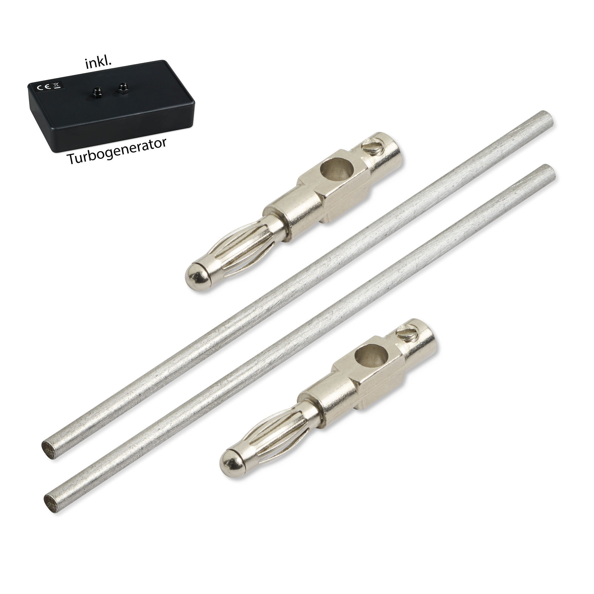 Eisen_82x25mm_2-SteckerTurbo.jpg Eisen Elektroden 8,2 cm x 2,5 mm (1 Paar) mit Turbogenerator 6.0 – Bild 1