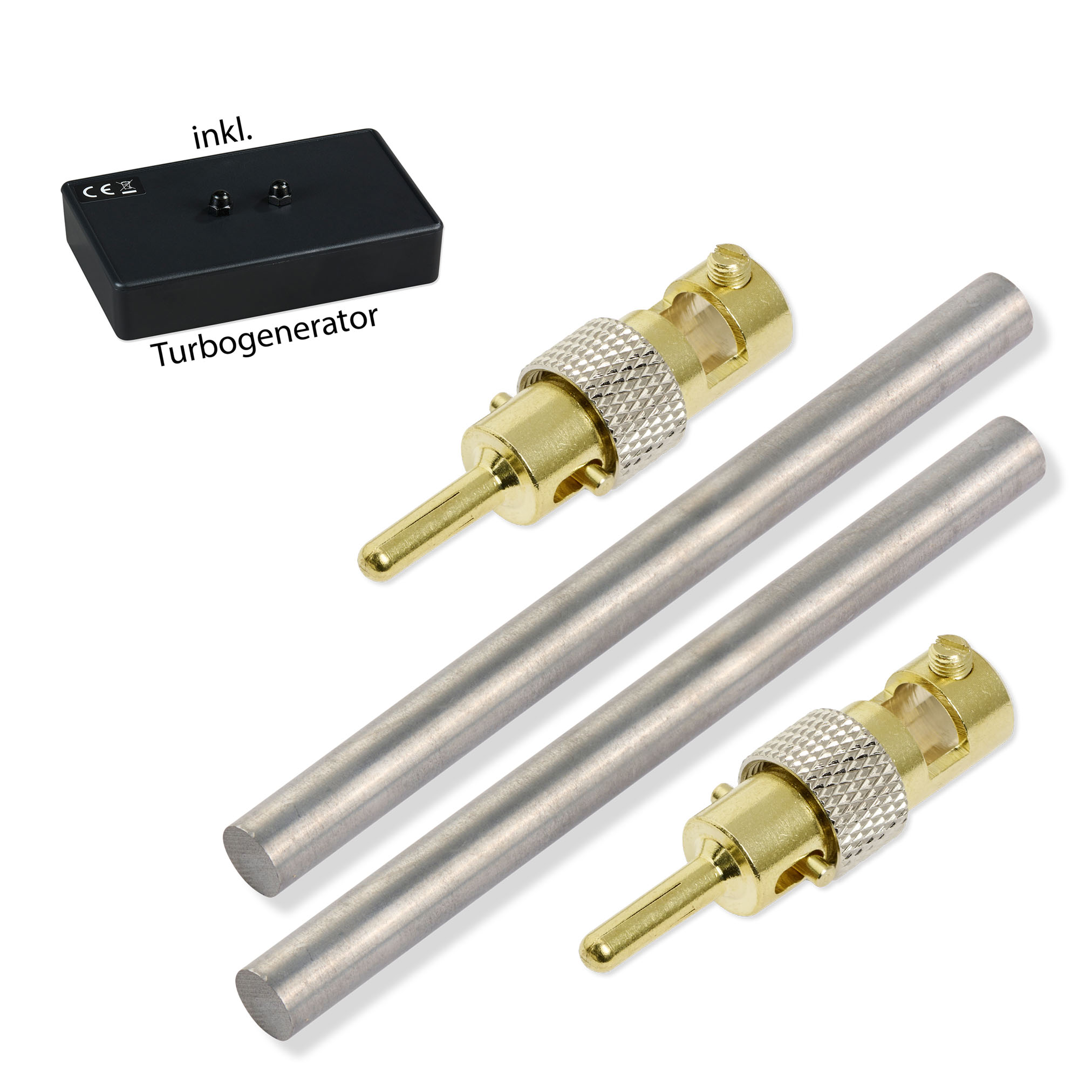 Molybda╠en_100x8mm_2-SteckerTurbo.jpg Molybdän Elektroden 10,0 cm x 8,0 mm (1 Paar) mit Turbogenerator 6.0 – Bild 1