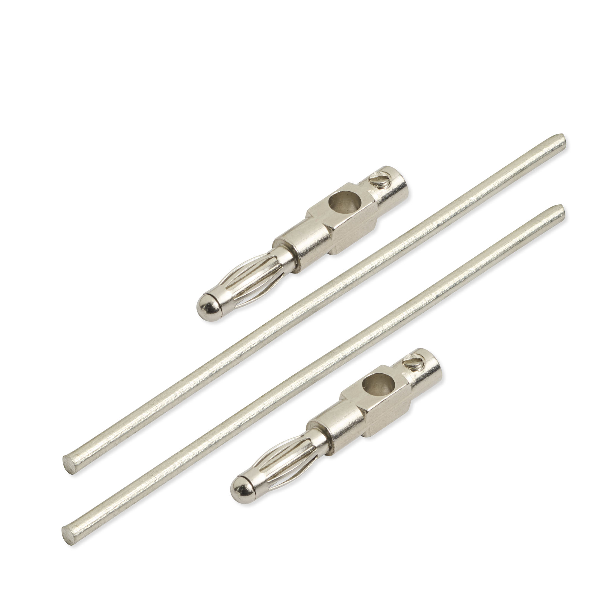 Zinn_82x25mm_2Stecker.jpg Zinn Elektroden 8,2 cm x 2,5 mm (1 Paar) – Bild 1